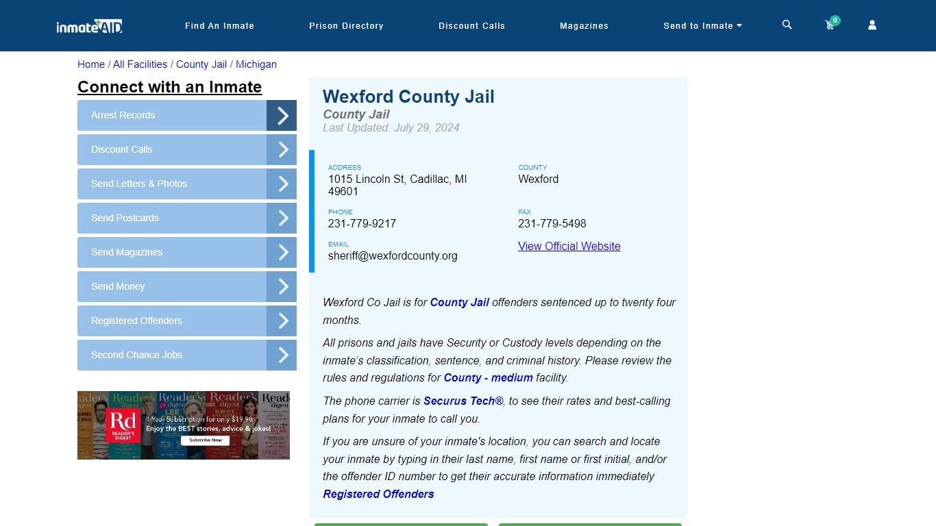 Wexford County Jail - Inmate Locator