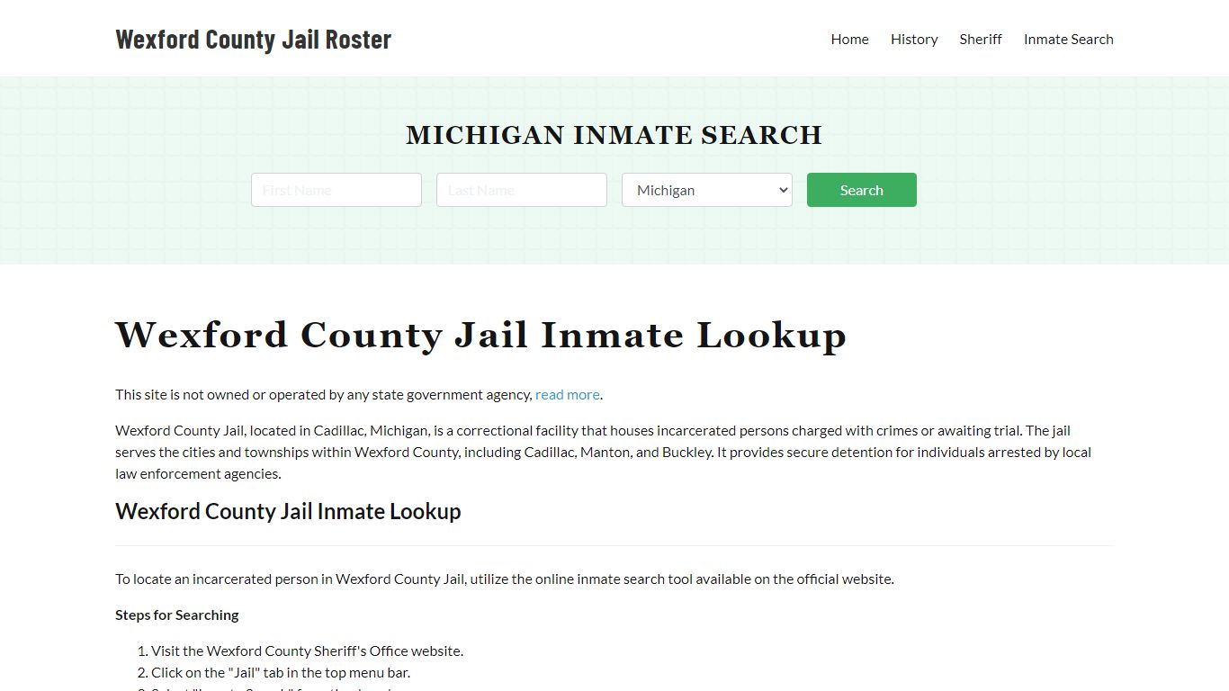 Wexford County Jail Roster Lookup, MI, Inmate Search